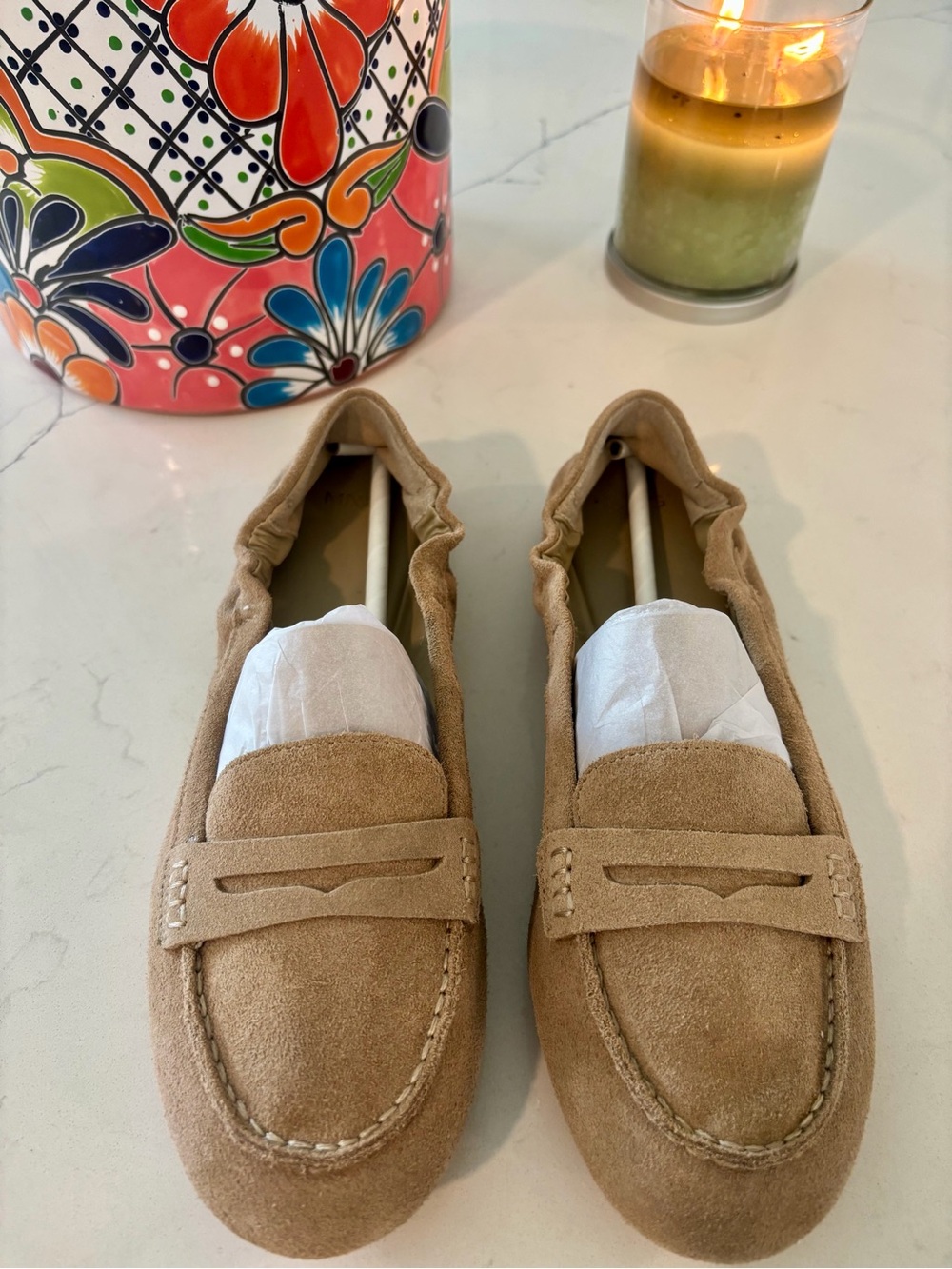 MANGO Suede Penny Loafers